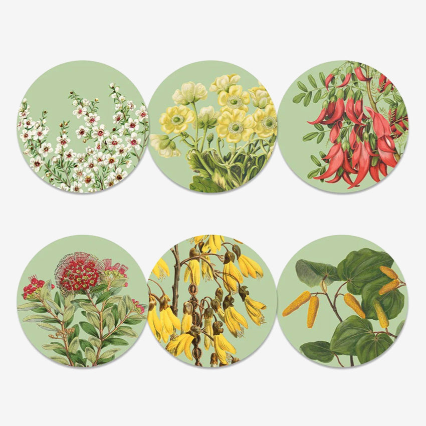 Set of 6 NZ Native Botanical patterned placemats