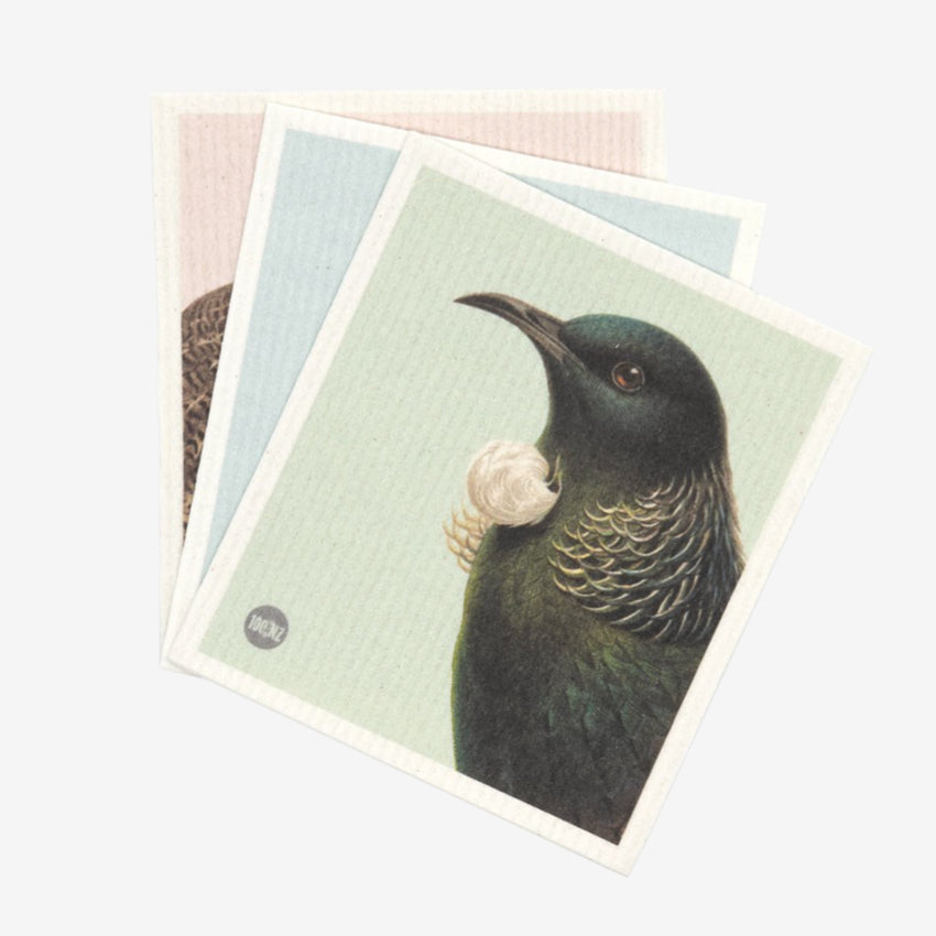 The 100 Percent Hushed Birds Swedish Dishcloth pack of 3