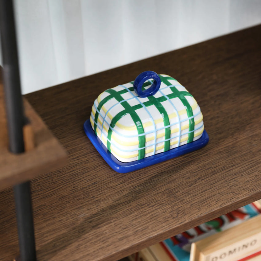 Butter Dish | Plaid Blue