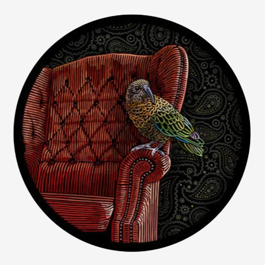 A close up of the Angela Croft Sneaky McCheeky art print