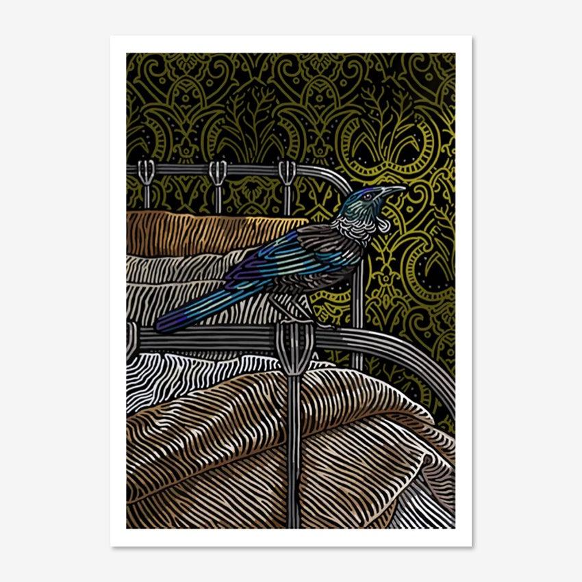 The Angela Croft Night Night Tui Artwork on a blank background