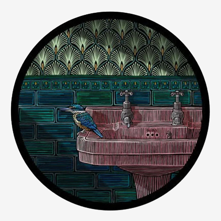 A closeup of the Angela Croft The King art print