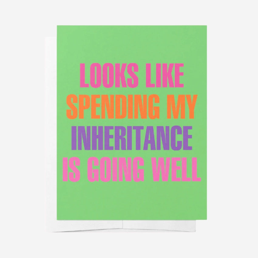 The Bad On Paper Looks Like Spending My Inheritance is Going Well Gift Card with a white envelope