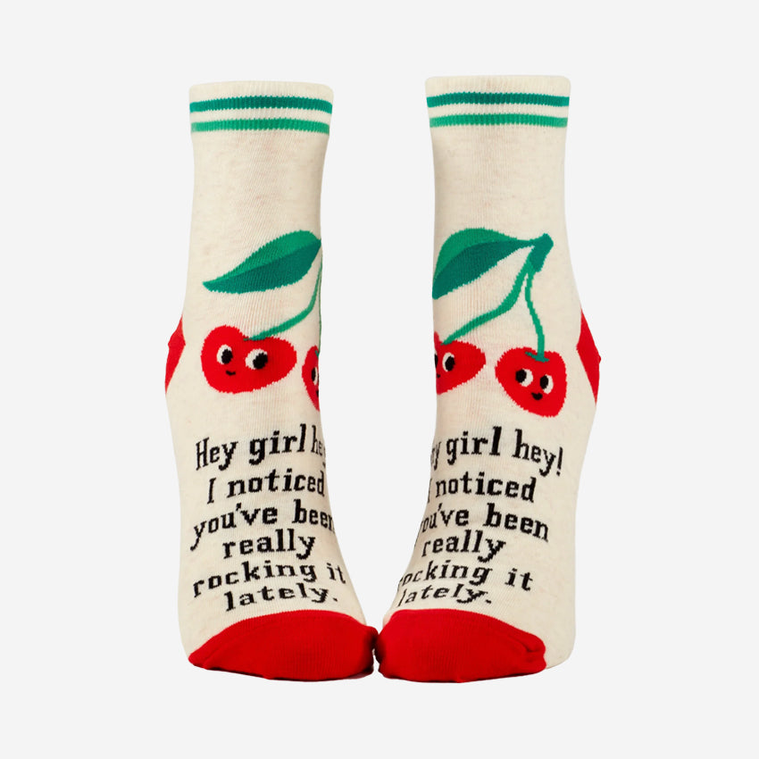 Blue Q Hey Girl Hey Womens Ankle Socks on a blank background