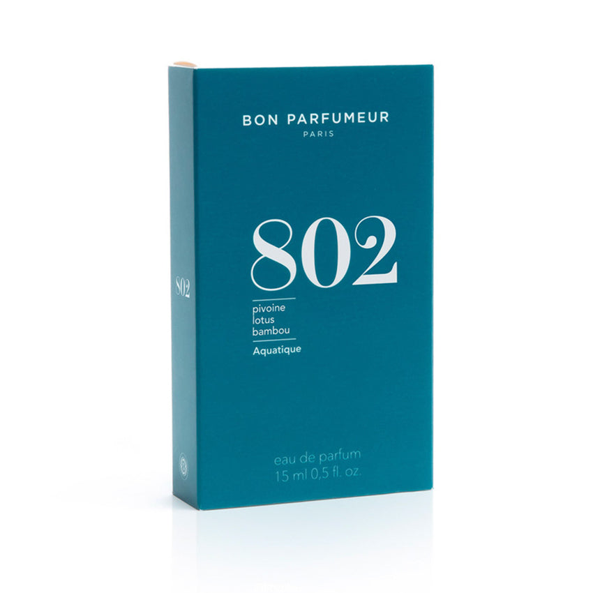 The box of the 15ml Bon Parfumeur Eau de Parfum Aquatic 802 fragrance on a blank background