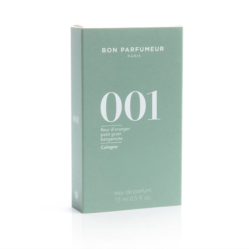 The box of the 15ml Bon Parfumeur Eau de Parfum Cologne 001 fragrance on a blank background