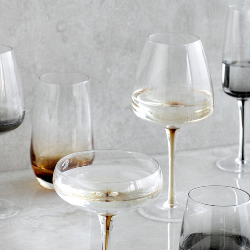 The Broste Copenhagen Red Wine Glass in Amber with other Broste Glassware
