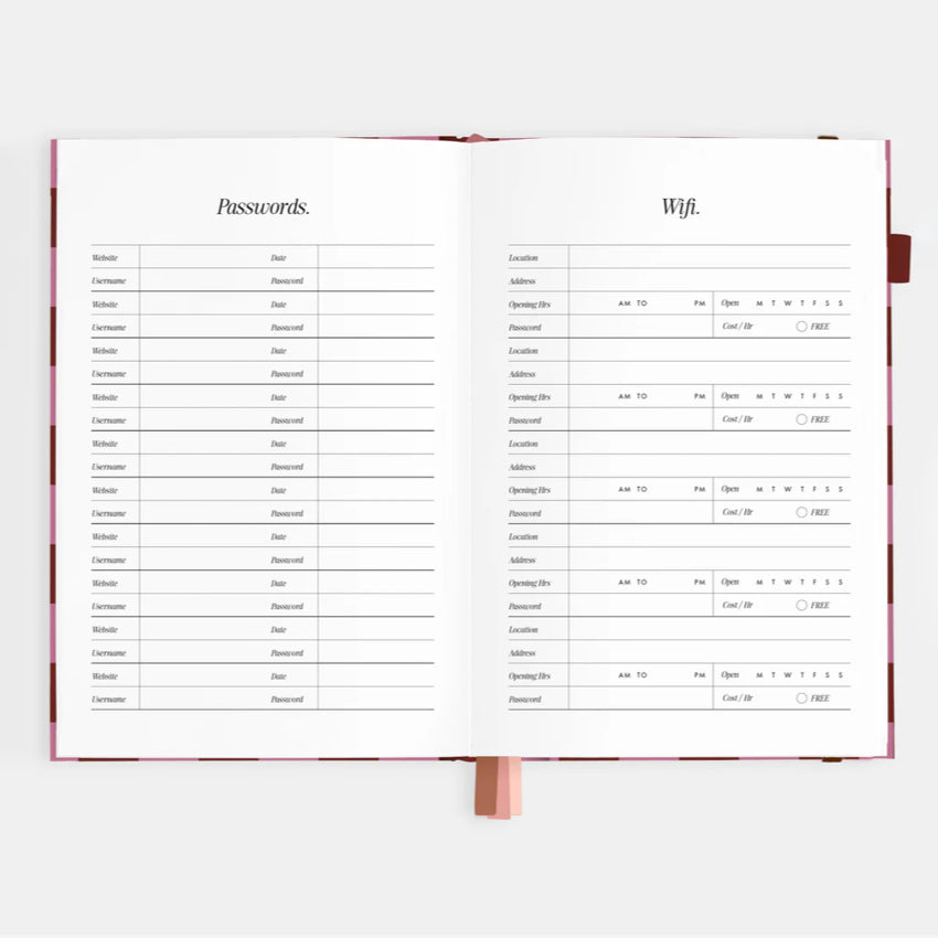 2026 A5 Vertical Planner | Burgundy Stripe