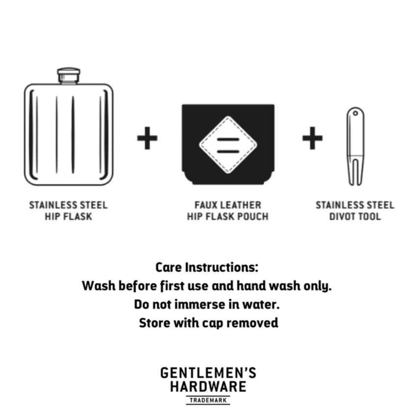 An infographic for what's included in Gentlemen's Hardware Golfers Hip Flash