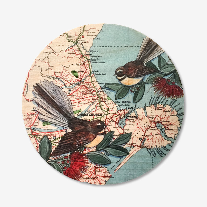 The Justine Hawksworth South Island Fantail Round Ply Wall Art