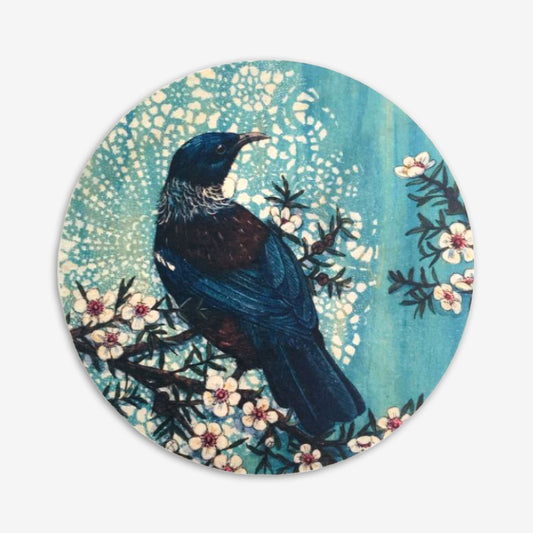 Round Ply Bird Wall Art  | Blue Tui