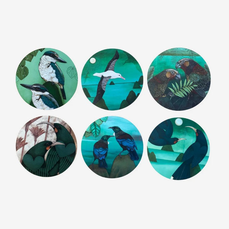 Coasters Set of 6 | Birds of New Zealand