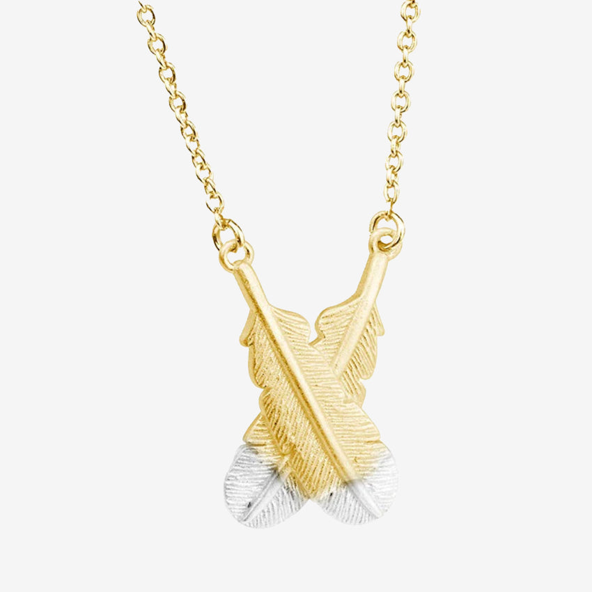 Huia Crossed Feather Necklace