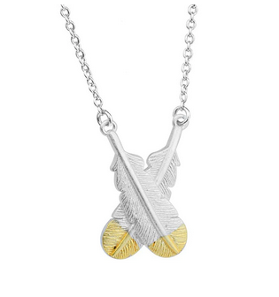 Huia Crossed Feather Necklace