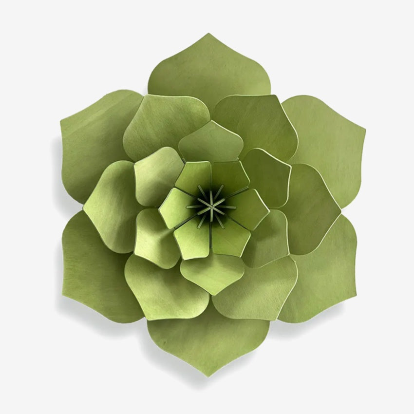 The Lovi 3D Decor Flower in Pale Green on a blank background