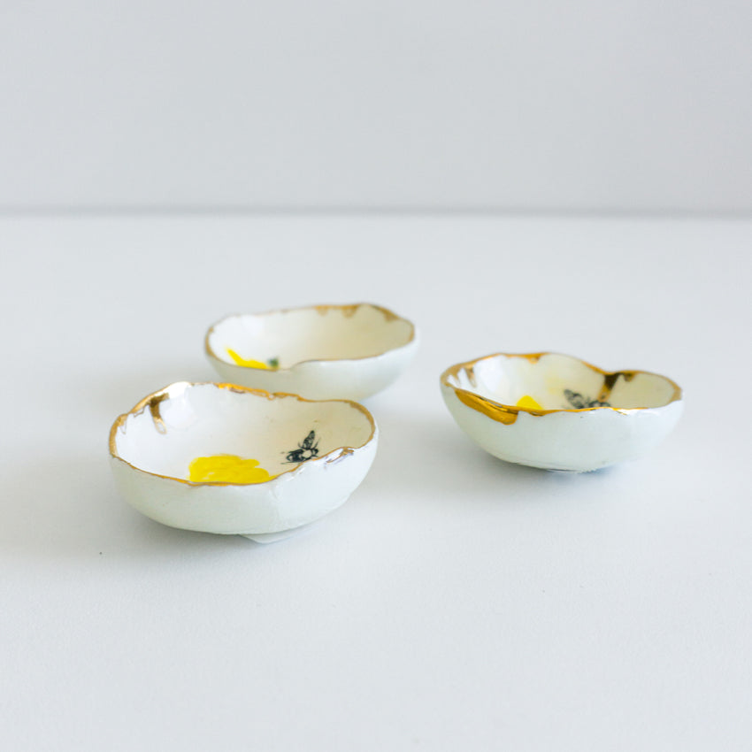 Broom and Bee Bowl with Gold