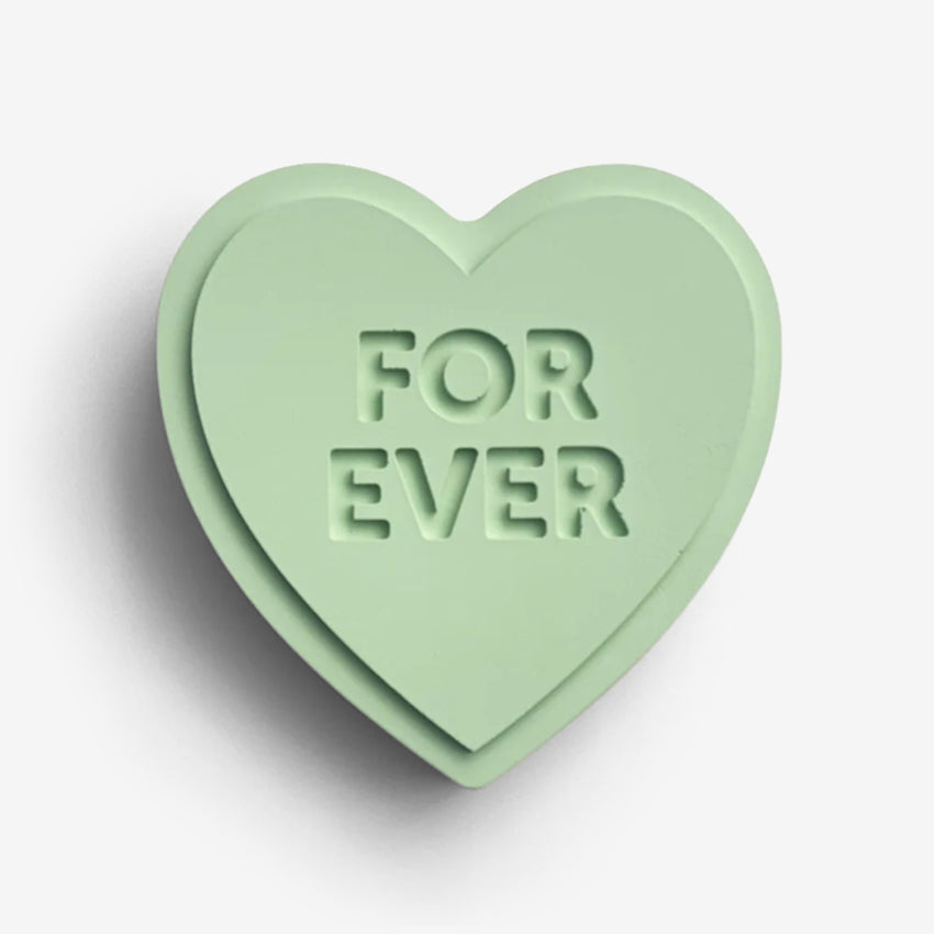 The One Lane Bridge "Forever" Sweet Heart in green on a blank background