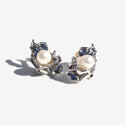 Ruched Pearl Earrings