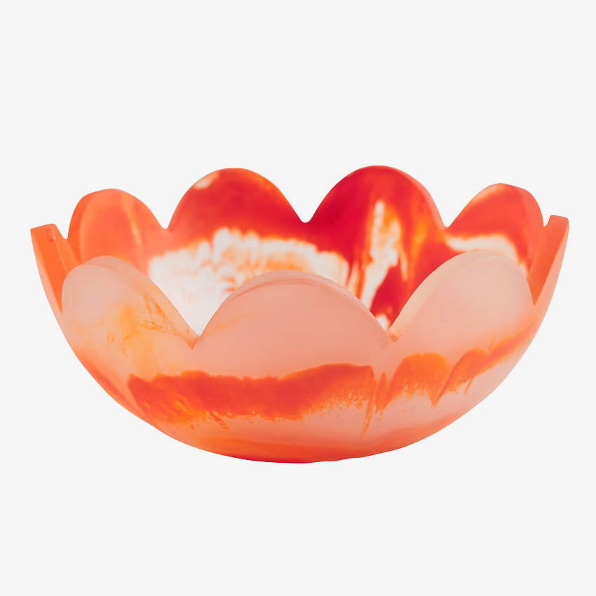 The Sage x Clare Petal Bowl in Mandarin on a blank background