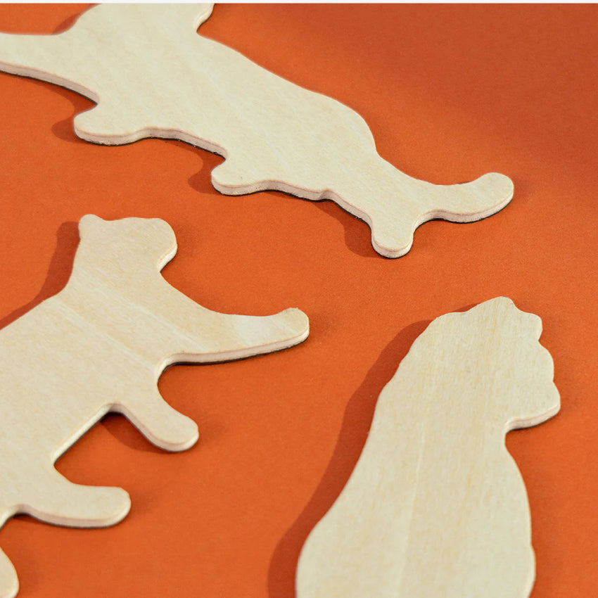 A close up of the Suck UK Cat Fridge Magnets on a orange background