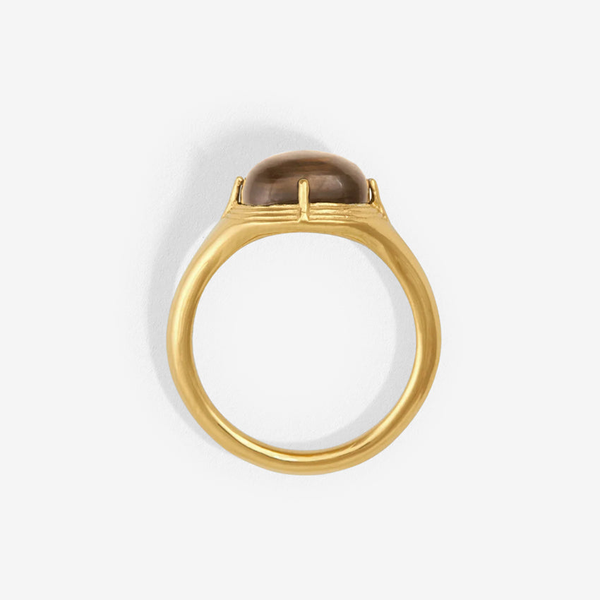 A top view of the Temple Of The Sun Esse Ring on a blank background