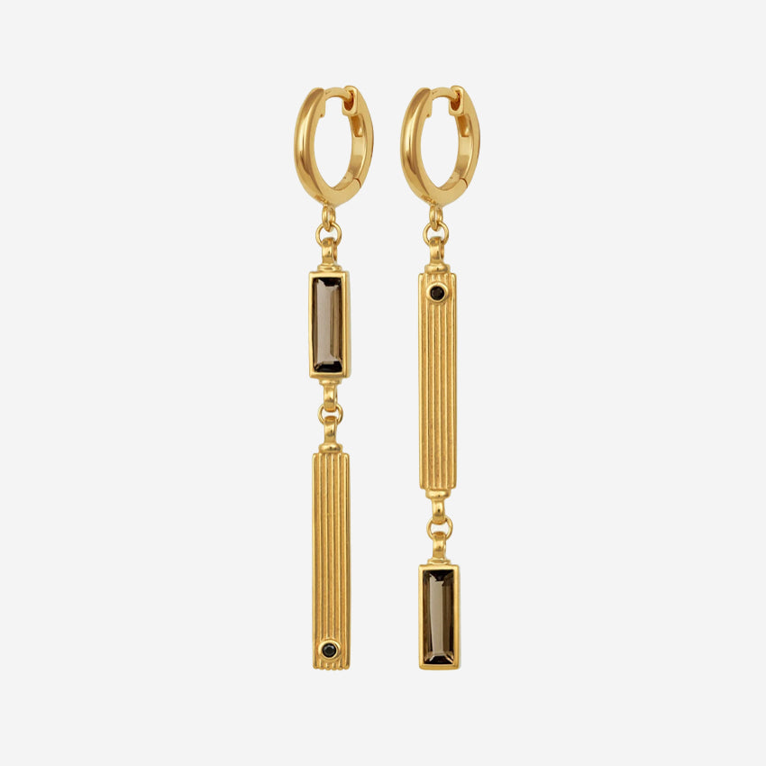 The Temple Of The Sun Pele Earrings in Gold Vermeil on a blank background