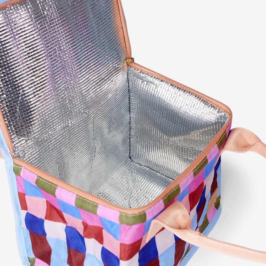 The Somewhere Co. Lunch Box in Hopstoch open on a grey background