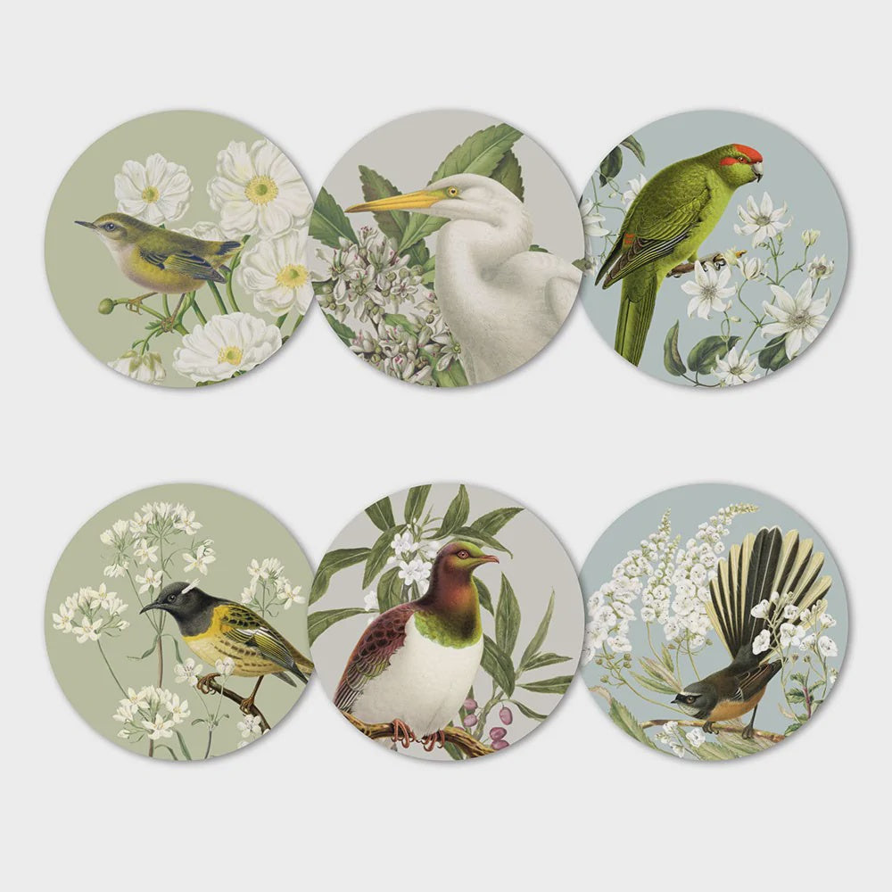 The 100 Percent NZ Birds and Botanicals Placemat Set on a blank background