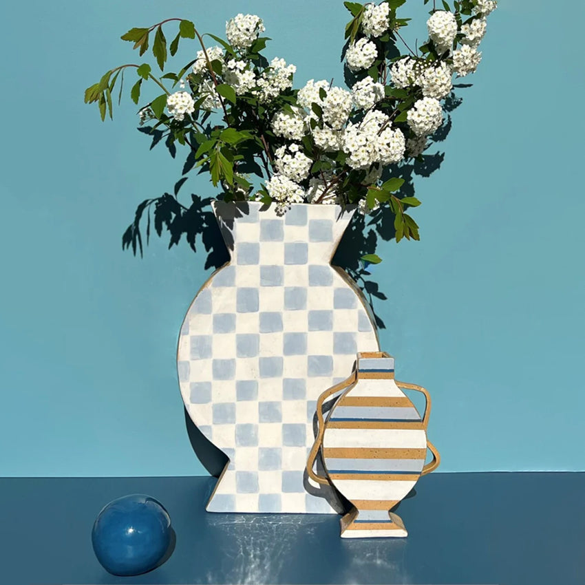 Blue Chequerd Vessel | Large