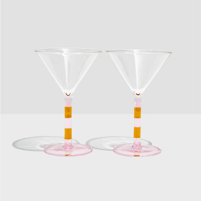 Stripe Martini Glasses | Pink + Amber