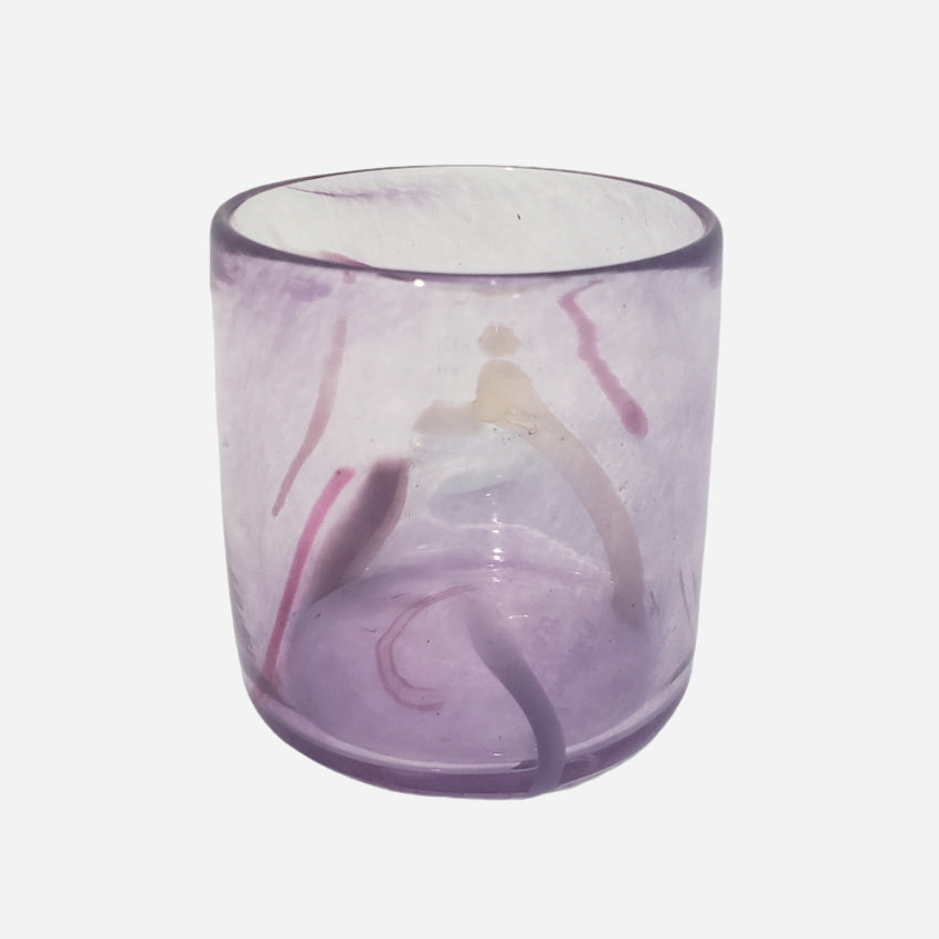 The Amoukra Glass Bach Cup in Pastel Purple on a blank background
