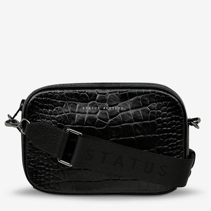 Plunder Bag w Webbed Strap | Black Croc