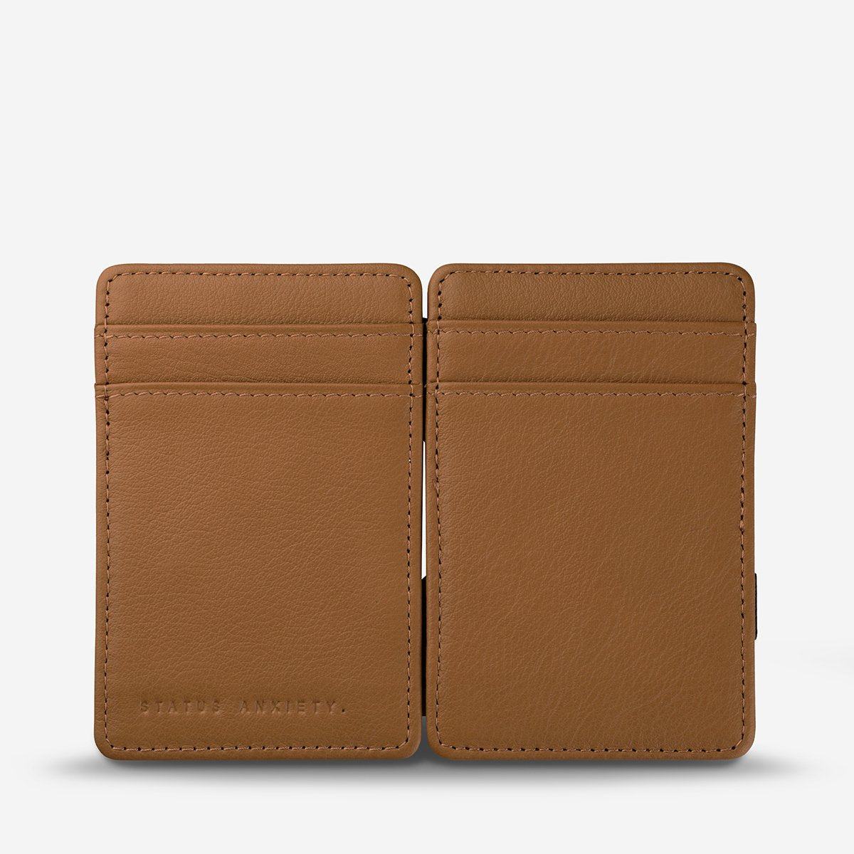 Status Anxiety Flip Wallet in Tan Opened