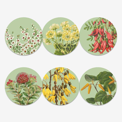 Set of 6 NZ Native Botanical patterned placemats 