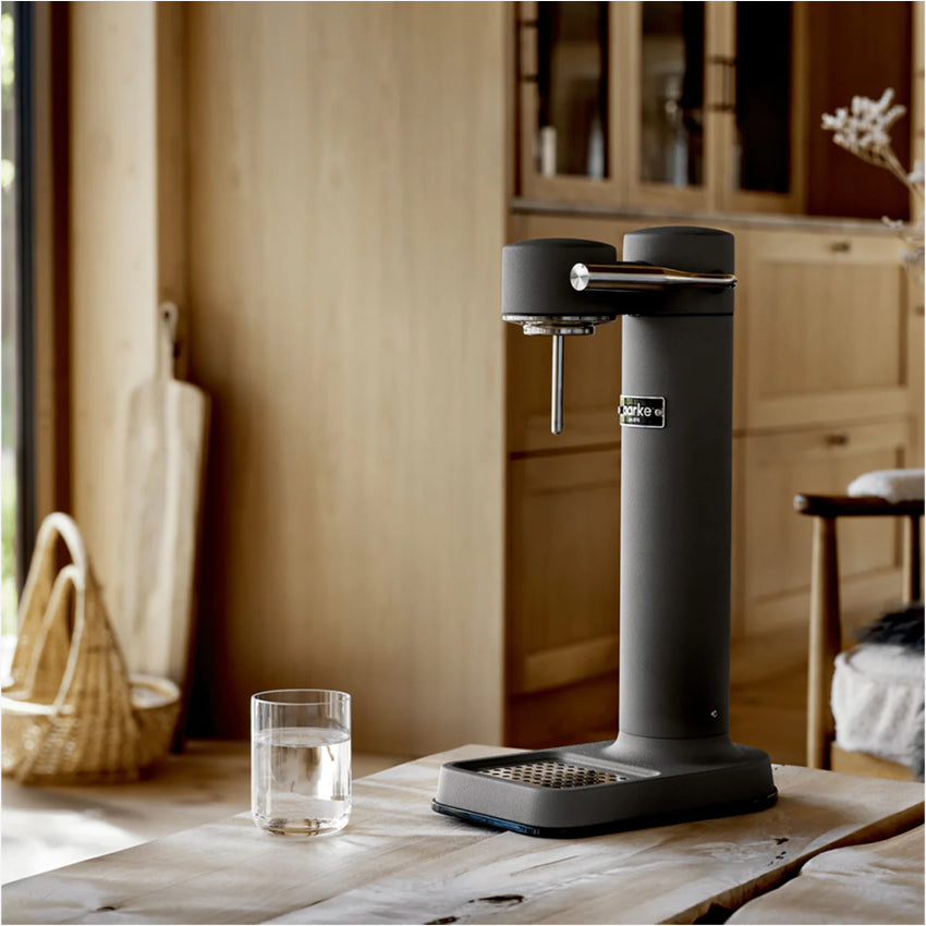 The Aarke Carbonator 3 in Matte Grey in a kitchen setting