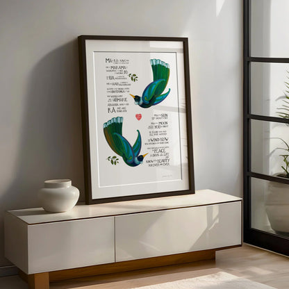 Mā te Rā | A4 (tui colour) | Open Edition Print