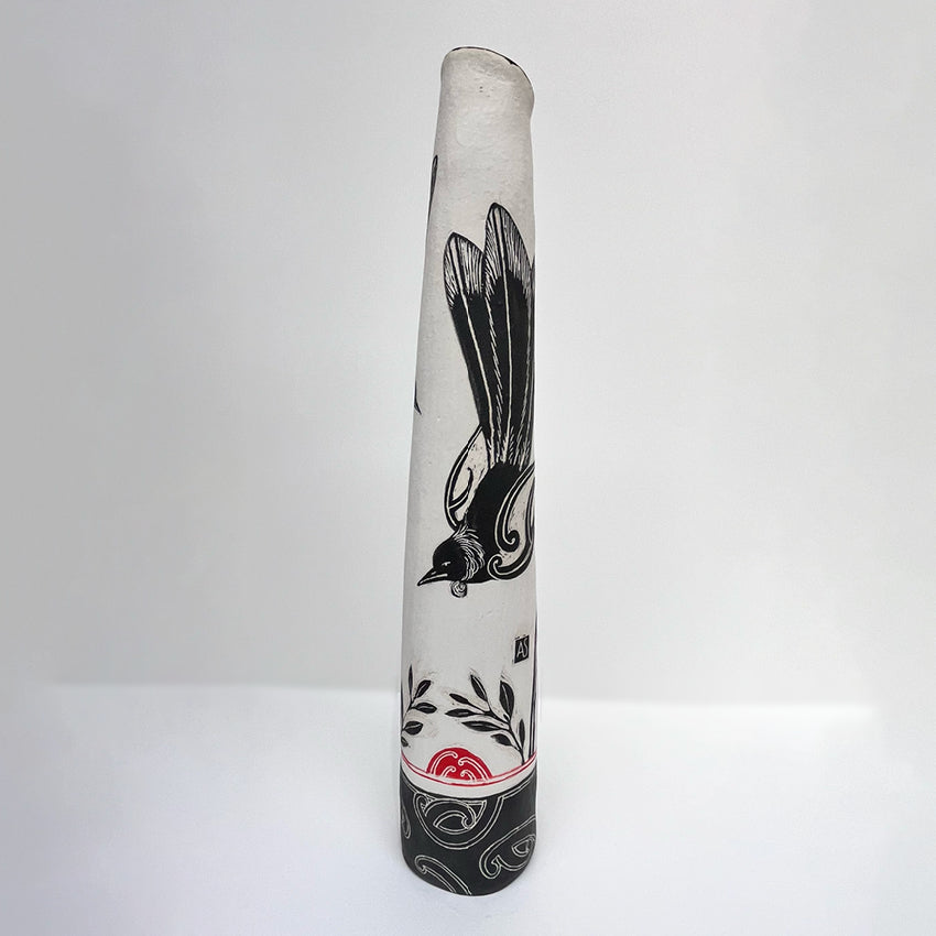 The Amber Smith Kia Kaha Tui Tall Vessel on a blank background