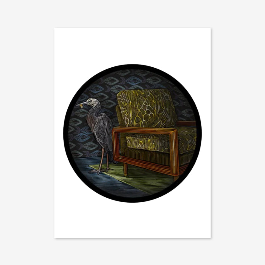 The Angela Croft Gone Fishing art print on a blank background