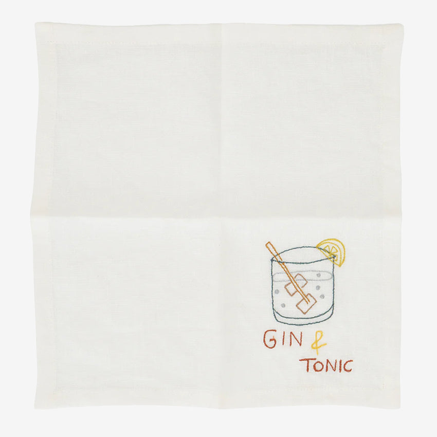 The Annabel Trends Gin & Tonic Cocktail Napkin fully un folded on a blank background