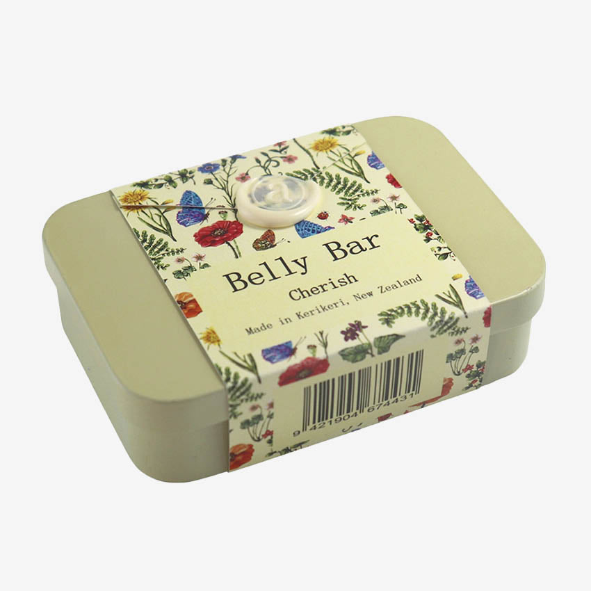The Anoint Belly Bar in a tin on a blank background