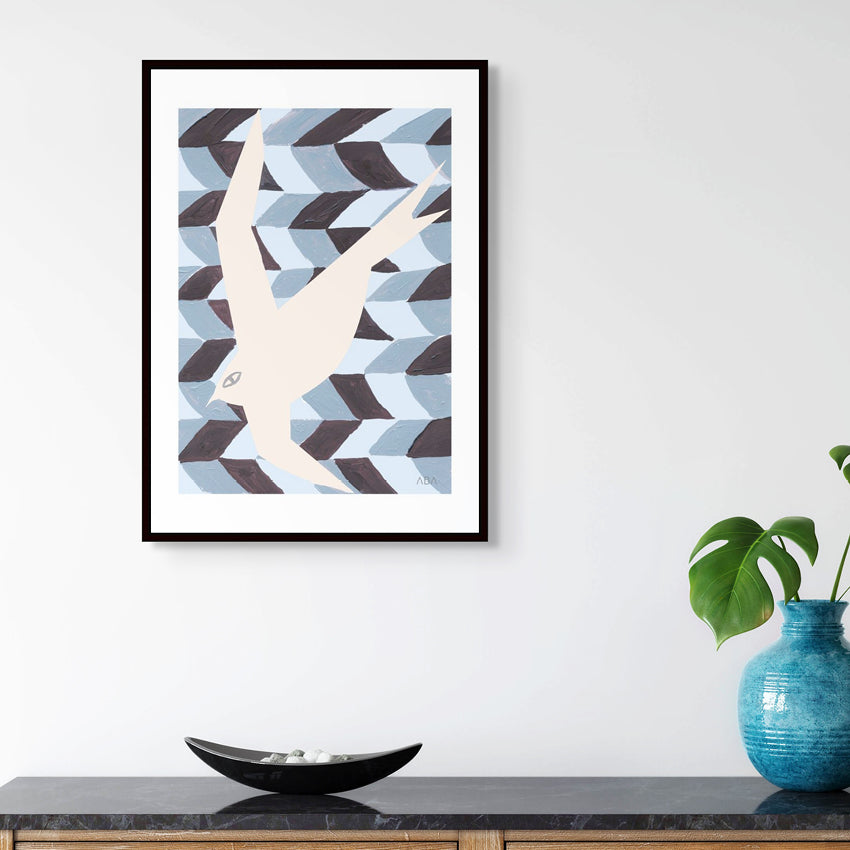 Art Print | Swallow Bird | Blue