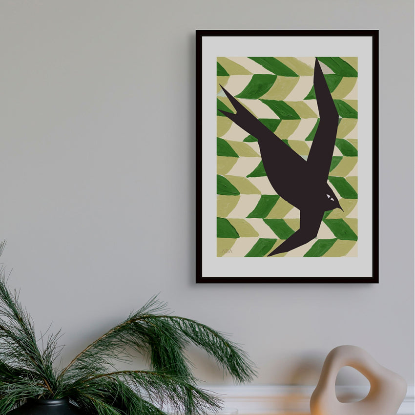 Art Print | Swallow Bird | Green