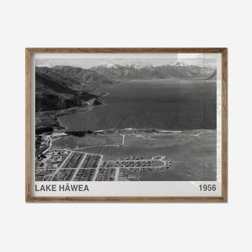 The ARTORY Lake Hawea 1956 Art Print in a wooden frame