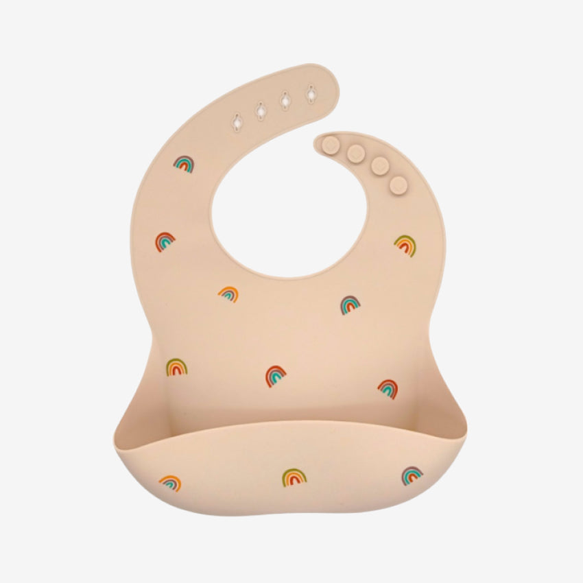 The Baby Beech Beige Rainbow Silicone Bib 