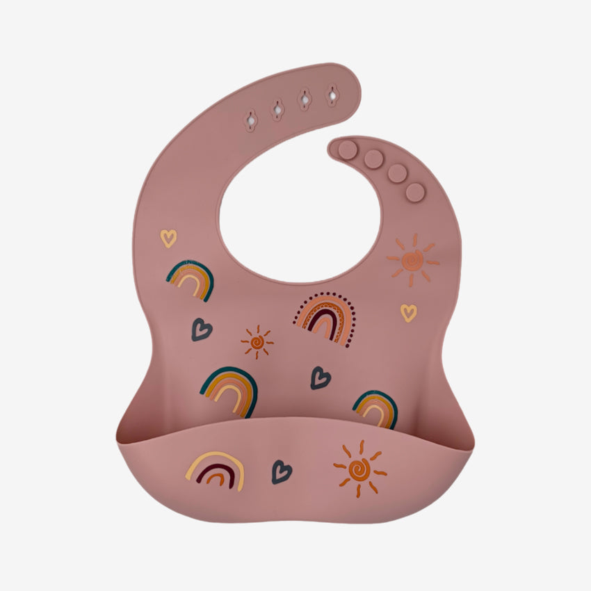 The Baby Beech Rose Rainbows Silicone Bib 