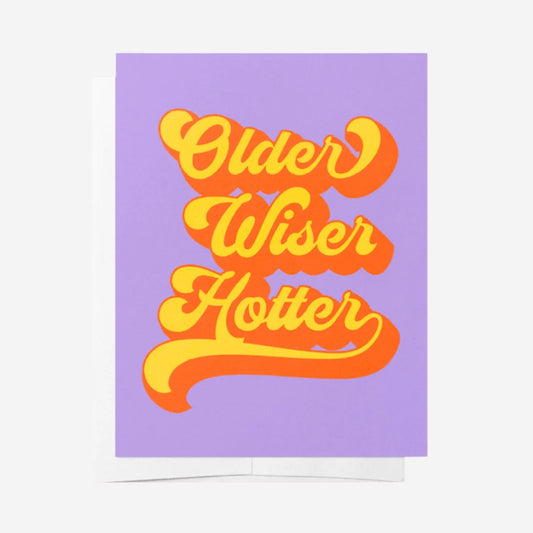 The Bad On Paper Older, Wiser and Hotter Gift Card with a white envelope on a blank background