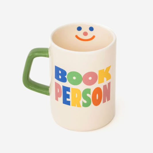 The Bando Book Person Ceramic Mug on a blank background