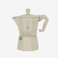 The Bialetti 3 Cup size Moka Exclusive Coffee Maker in Cream
