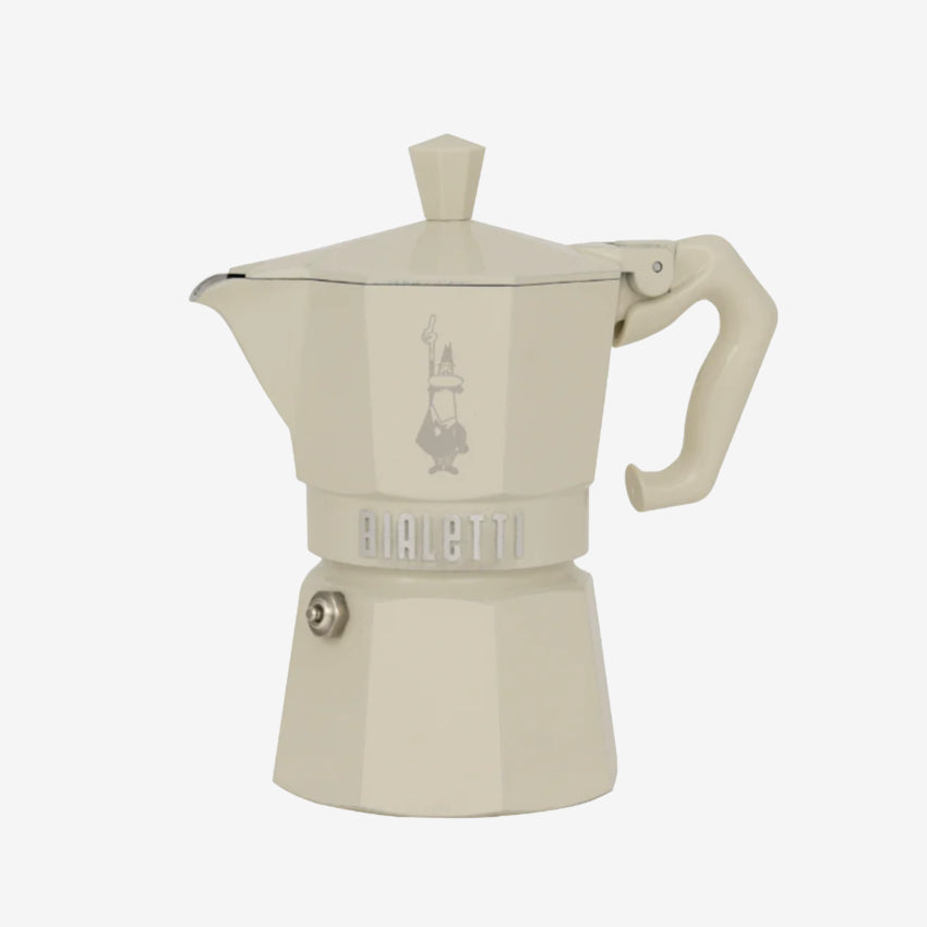 The Bialetti 3 Cup size Moka Exclusive Coffee Maker in Cream