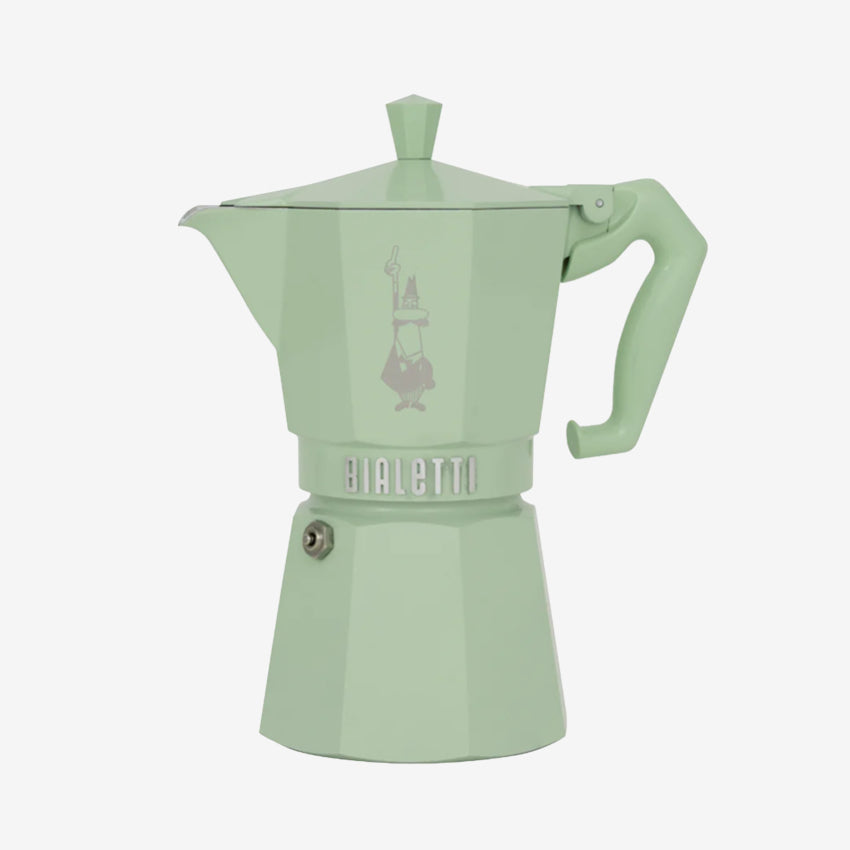 The Bialetti 6 cup size Moka Exclusive Coffee Maker in Green
